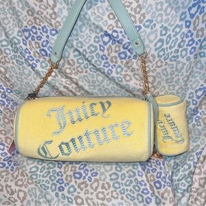 New Blue Yellow Juicy Couture Barrel Bag Purse + Mini Bag Vintage Style Handbag